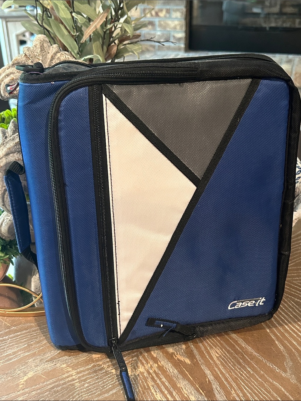 Case It Blue & White 3 Ring Organizer Bag & Laptop Case